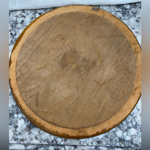 VTG WOODEN FOLK ART DECORATIVE PLATTER TO HANG ON WALL - Picture 5 of 6